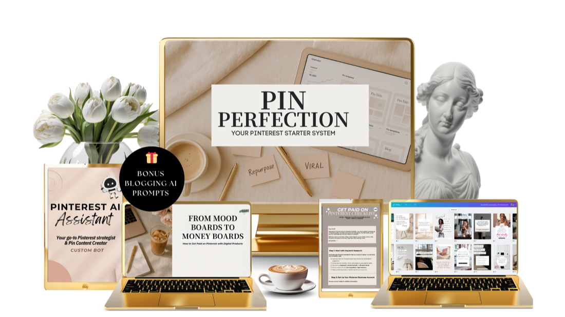 Pin Perfection - Rochelle's AI-powered Pinterest marketing system that writes pin titles, descriptions and helps create winning pins